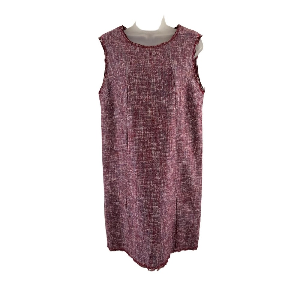 Jucca Dress Womens 42 US 6 Red Tweed Sleeveless Shift Knee Length Workwear Italy
